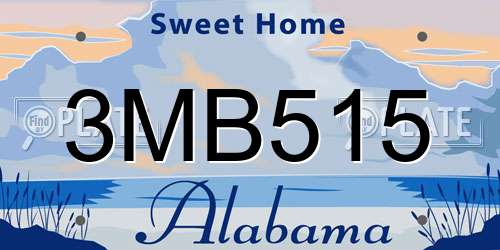 3MB515 Alabama License Plate