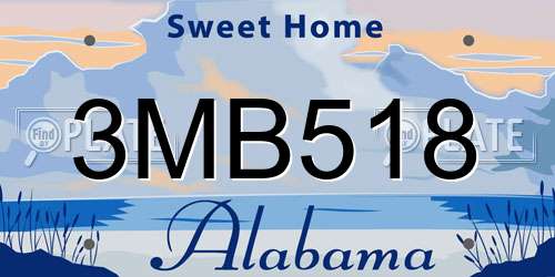 3MB518 Alabama License Plate
