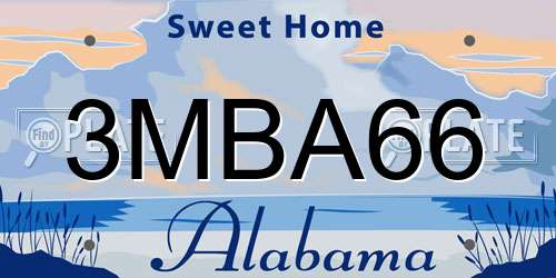 3MBA66 Alabama License Plate