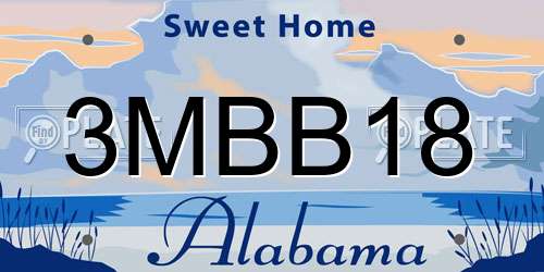 3MBB18 Alabama License Plate