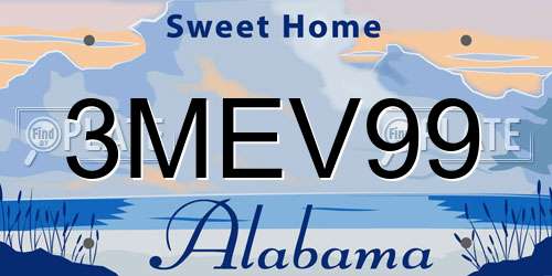 3MEV99 Alabama License Plate