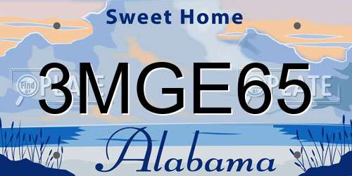 3MGE65 Alabama License Plate