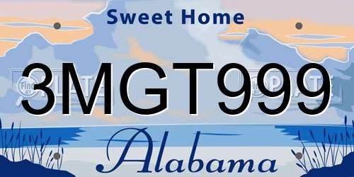 3MGT999 Alabama License Plate
