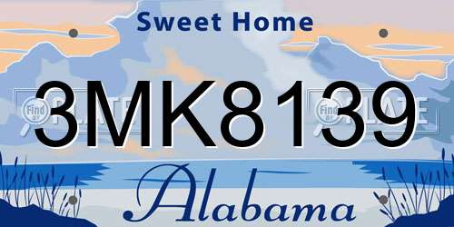 3MK8139 Alabama License Plate