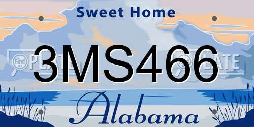3MS466 Alabama License Plate