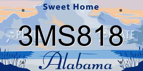 3MS818 Alabama License Plate