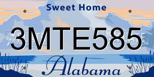 3MTE585 Alabama License Plate