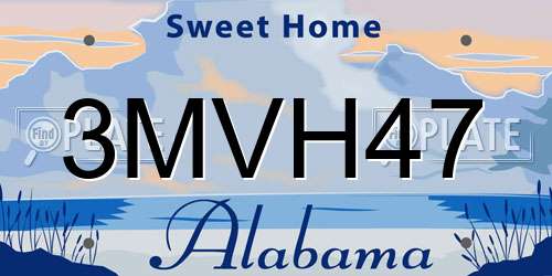 3MVH47 Alabama License Plate