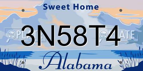 3N58T4 Alabama License Plate