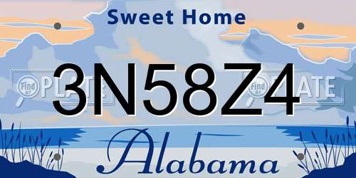 3N58Z4 Alabama License Plate