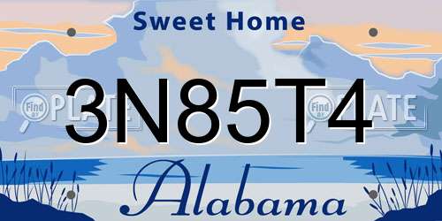 3N85T4 Alabama License Plate