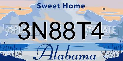 3N88T4 Alabama License Plate