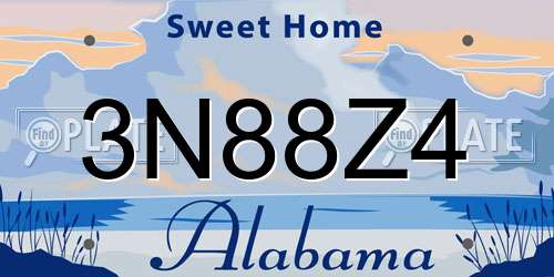3N88Z4 Alabama License Plate