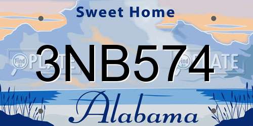 3NB574 Alabama License Plate