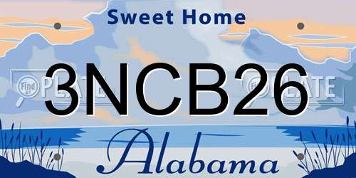 3NCB26 Alabama License Plate