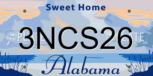3NCS26 Alabama License Plate
