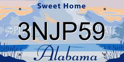 3NJP59 Alabama License Plate