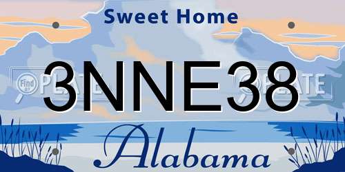 3NNE38 Alabama License Plate