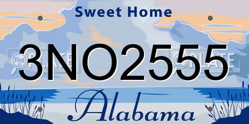 3NO2555 Alabama License Plate