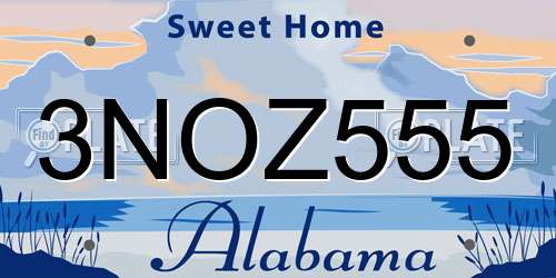3NOZ555 Alabama License Plate