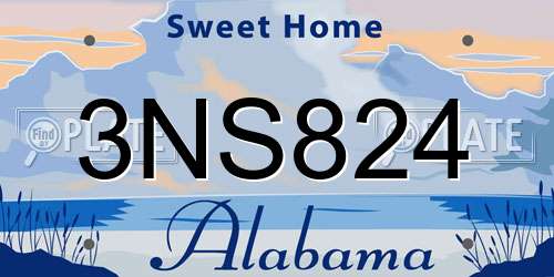 3NS824 Alabama License Plate