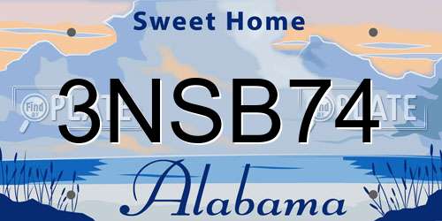 3NSB74 Alabama License Plate