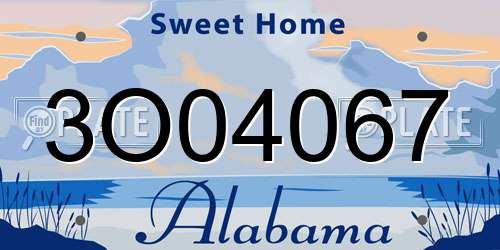 3O04067 Alabama License Plate