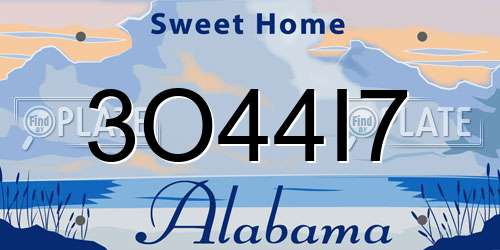 3O44I7 Alabama License Plate