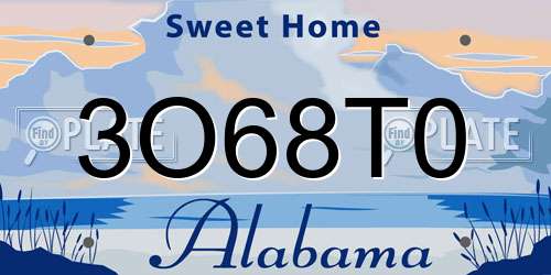 3O68T0 Alabama License Plate