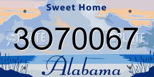 3O70067 Alabama License Plate
