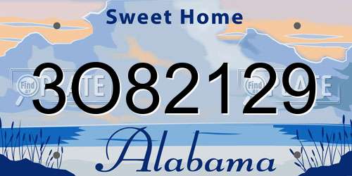 3O82129 Alabama License Plate