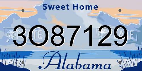 3O87129 Alabama License Plate