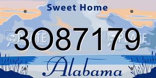 3O87179 Alabama License Plate