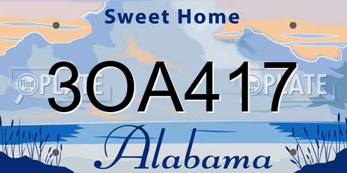 3OA417 Alabama License Plate