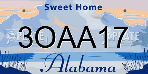 3OAA17 Alabama License Plate