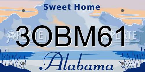 3OBM61 Alabama License Plate