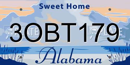 3OBT179 Alabama License Plate