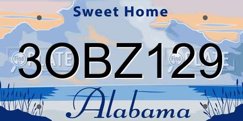 3OBZ129 Alabama License Plate