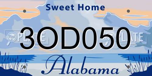 3OD050 Alabama License Plate