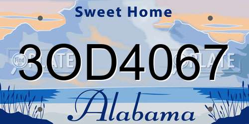 3OD4067 Alabama License Plate
