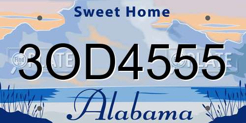 3OD4555 Alabama License Plate