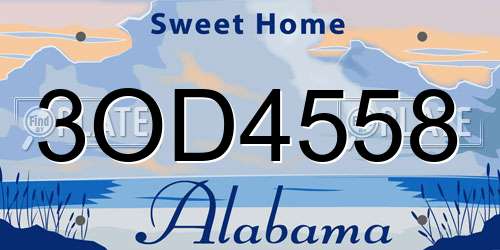 3OD4558 Alabama License Plate