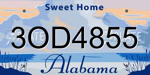 3OD4855 Alabama License Plate