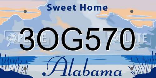 3OG570 Alabama License Plate