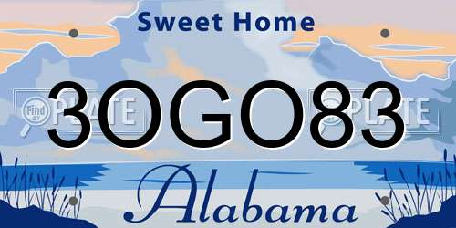 3OGO83 Alabama License Plate