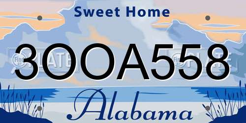 3OOA558 Alabama License Plate