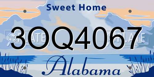 3OQ4067 Alabama License Plate