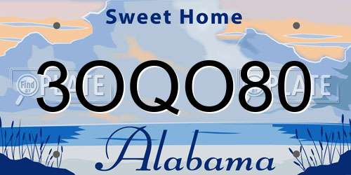 3OQO80 Alabama License Plate