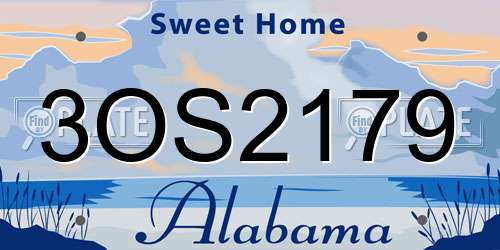 3OS2179 Alabama License Plate