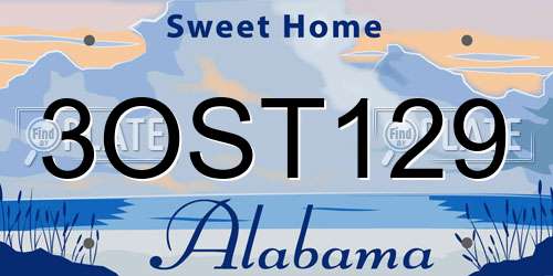 3OST129 Alabama License Plate